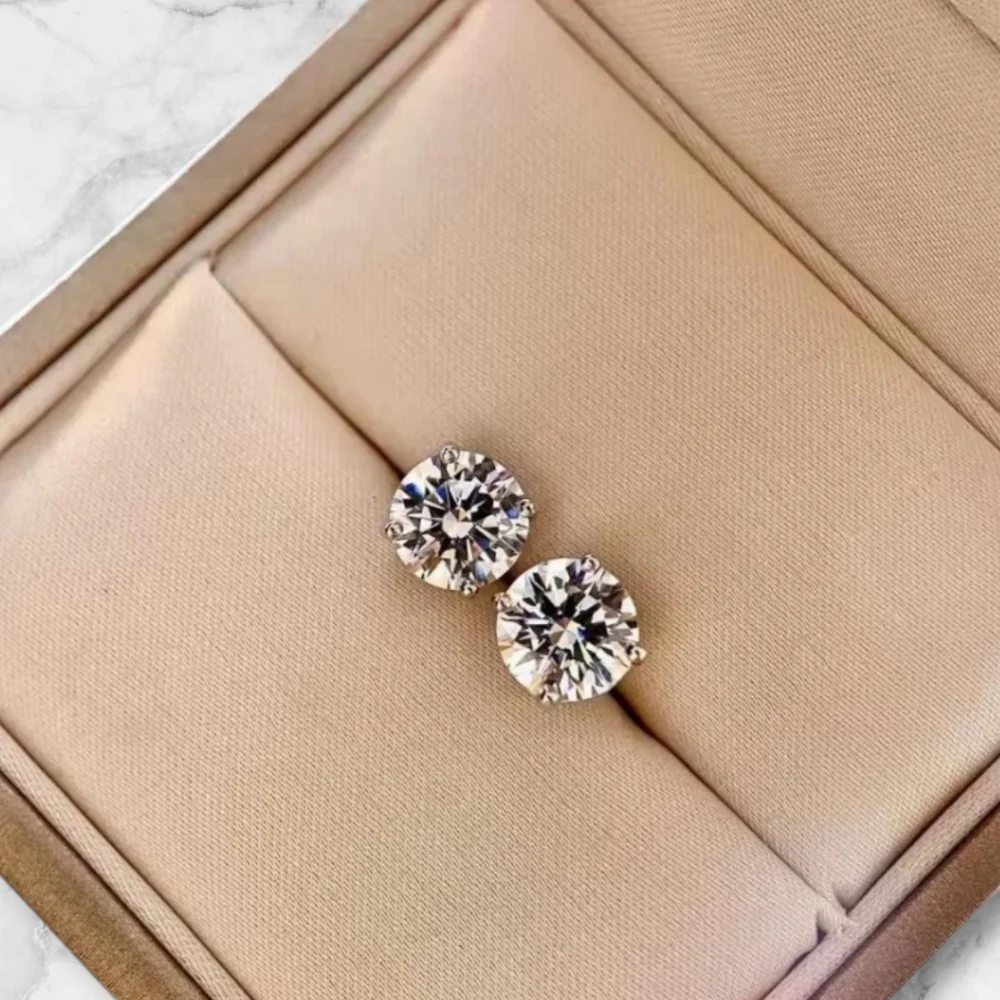 Moissanite 3 CT Mens Stud Earrings